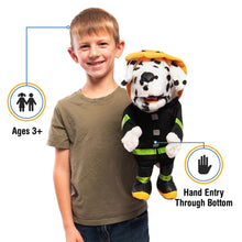 Load image into Gallery viewer, Dalmatian Firedog Puppet, Dark Coat (14")
