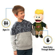 Load image into Gallery viewer, Christian Boy Puppet, Jesus Is My Superhero Shirt (14")
