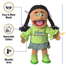 Load image into Gallery viewer, Spanish Girl Puppet, Cristo Te Ama! Shirt (14")
