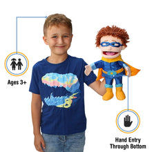 Load image into Gallery viewer, Superhero, Boy Puppet, Peach Skin (14")

