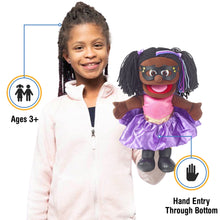Load image into Gallery viewer, Superhero, Girl Puppet, Black Skin (14")
